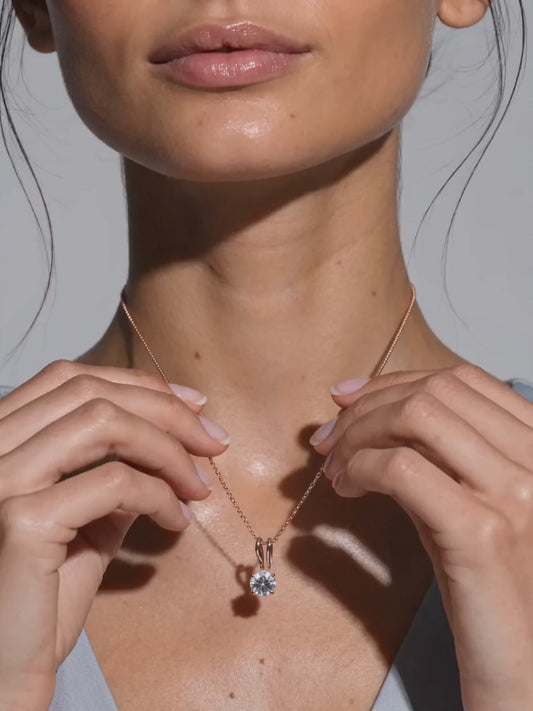 Rose Gold Zircon Pendant with Link Chain