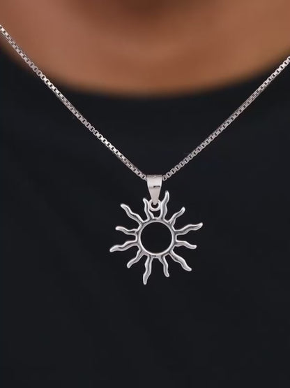 Silver Sunny Side Pendant With Link Chain For Him