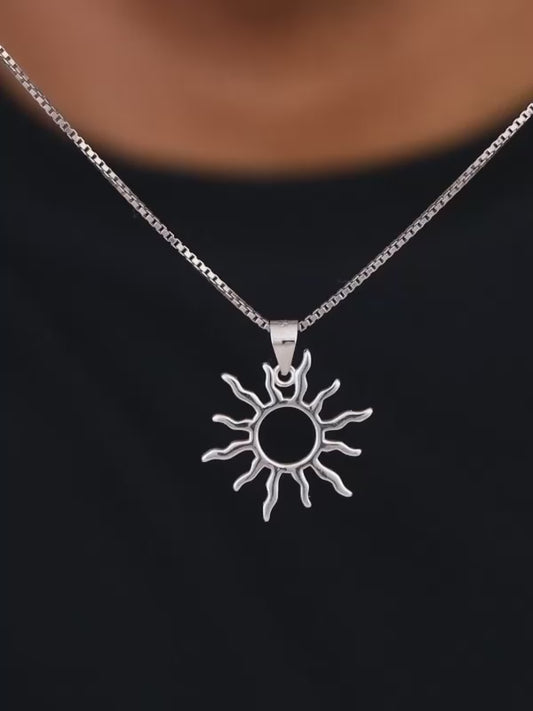 Silver Sunny Side Pendant With Link Chain For Him