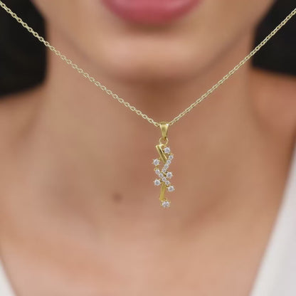 Golden Zigzag Pendant With Link Chain