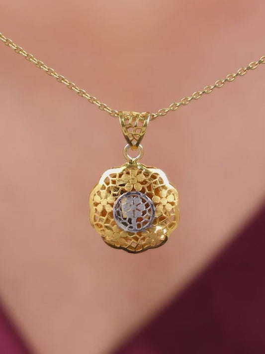 Dual Tone Floria Silver Pendant With Link Chain