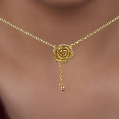 Golden Rosaline Lariat Necklace