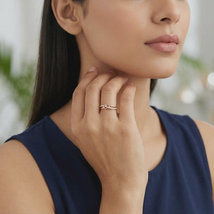 Rose Gold Heart Interlock Ring