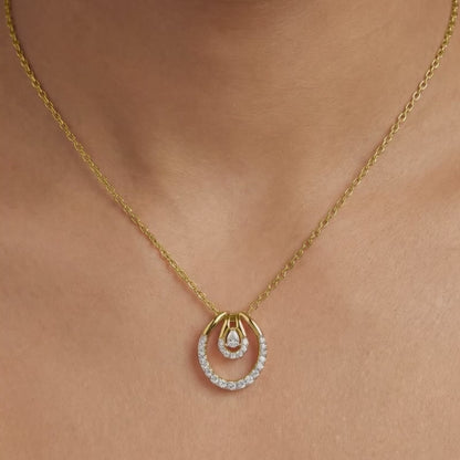 Gold Oval Aura Lab Grown Diamond Pendant