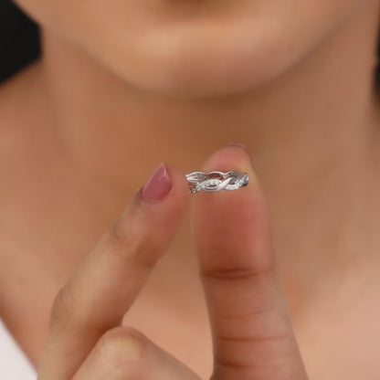 Silver Zircon Wave Entwined Ring