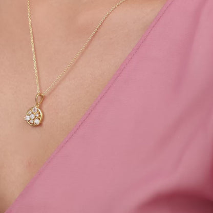 Golden Serene Floral Pendant With Link Chain