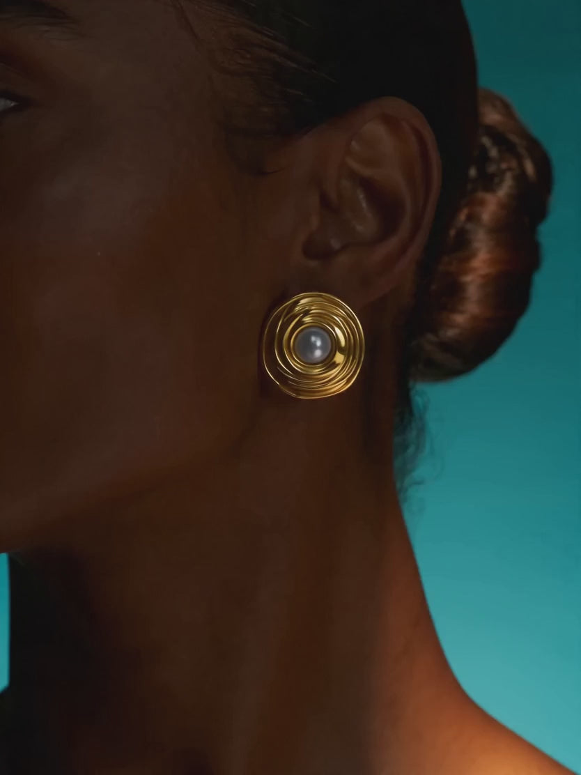 IXIA by GIVA Eggy Pearl Gold Plated Studs