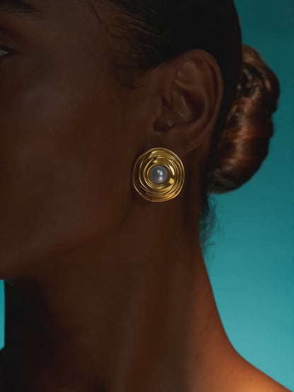 IXIA by GIVA Eggy Pearl Gold Plated Studs