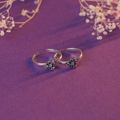 Oxidised Silver Mansi Toe Rings