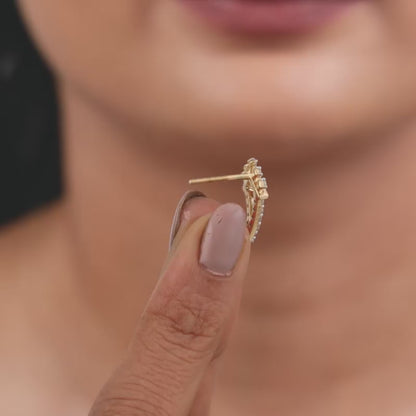 Gold Crown Radiance J Hoop Lab Grown Diamond Earrings