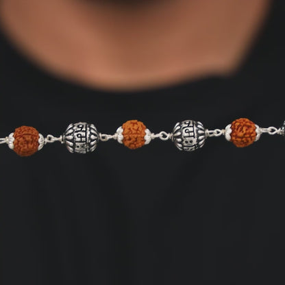 Oxidised Silver Rudraksha Bracelet For Him