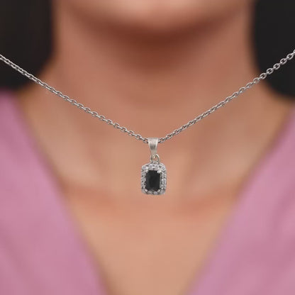 Silver Black Opulence Pendant With Link Chain