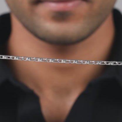 Silver Steel Stride Bracelet For Him