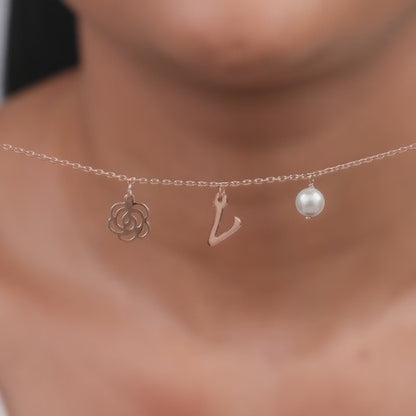 Rose Gold Pearl Rosey Personalised Necklace