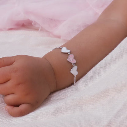Silver Pookie Hearts Kids Bracelet (0 - 1 Years)