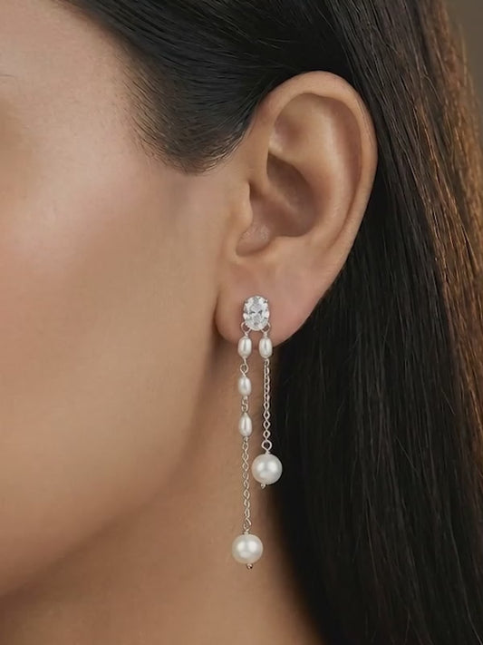 Golden Lovely Pearl Dangler Earrings