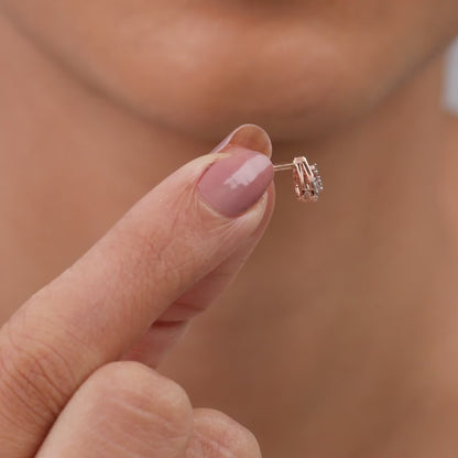 Rose Gold Dazzle Duo Diamond Studs