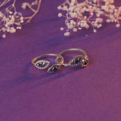 Oxidised Silver Evil Eye Toe Rings