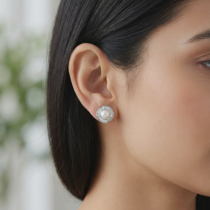 Silver Soft Aura Pearl Earrings