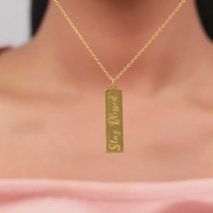 Golden Personalised Two-Name Bar Pendant