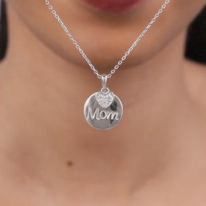Silver Love for Mom Pendant With Link Chain
