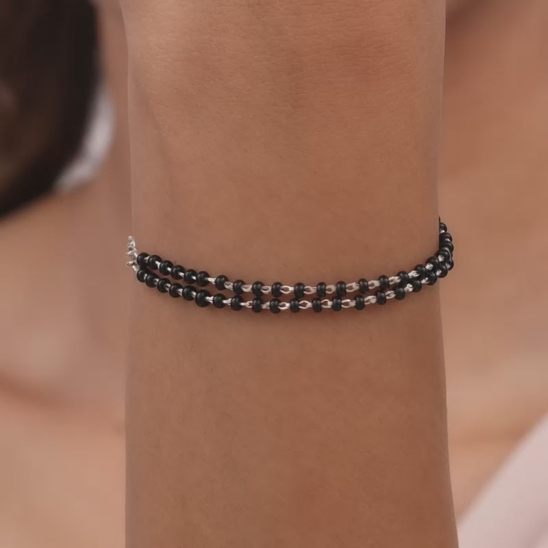 Baby Black Beads Bracelet in Silver | Silver Baby Jewelry – Silverlinings
