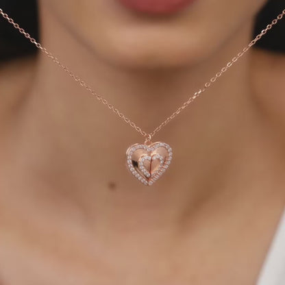 Rose Gold Openable Heart Pendant With Link Chain