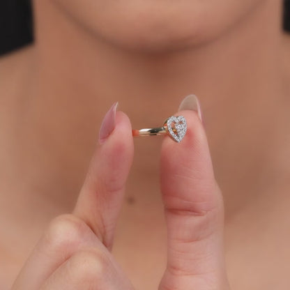 Gold Heart Halo Lab Grown Diamond Ring