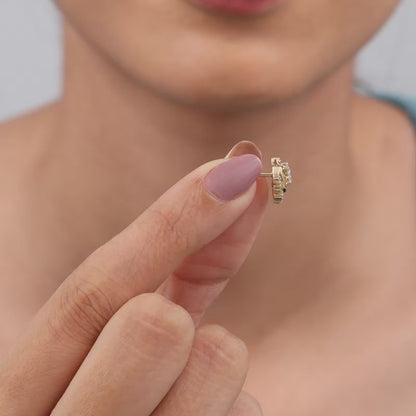 Gold Half Moon Lab Grown Diamond Studs