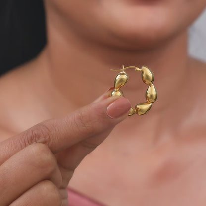 Golden Graceful Twist Hoop Earrings