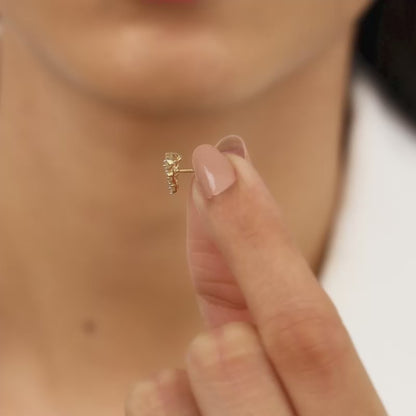 Gold Pyramid Diamond Studs