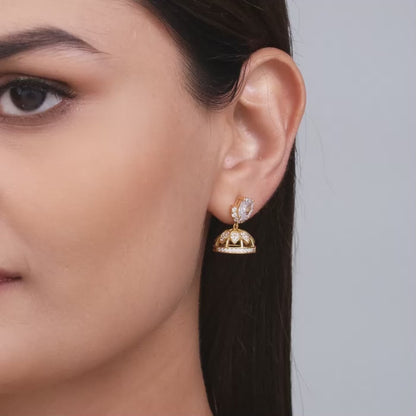Golden Oval Stud Classic Jhumki