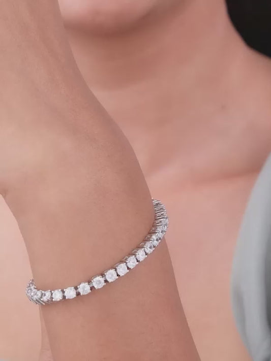 Silver Sparkly Elegant Tennis Bracelet