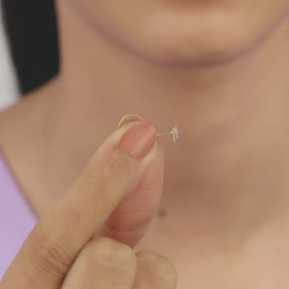 Gold Square Cut Lab Grown Diamond Stud Earrings