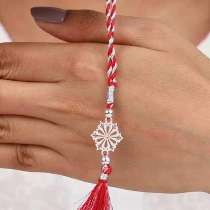 Silver Blooming Floral Lumba Rakhi