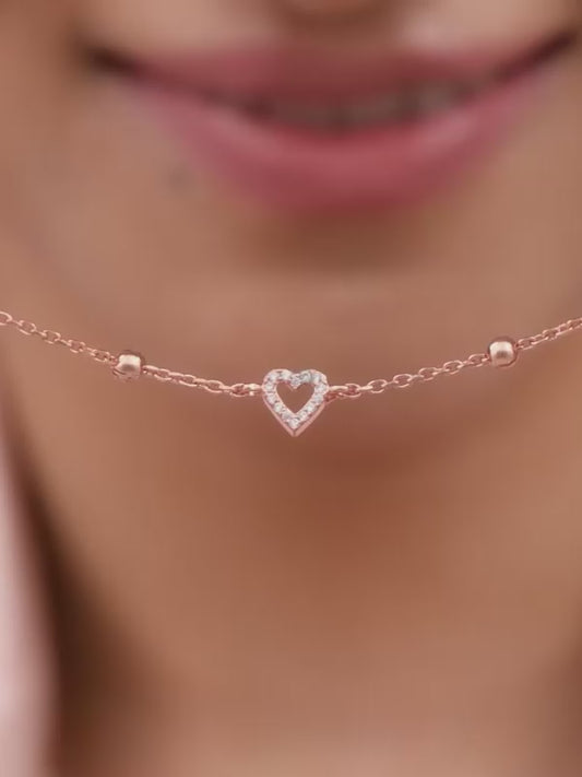 Rose Gold Halo Heart Bracelet
