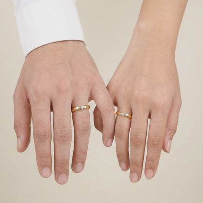 Golden Zircon Channel-Set Couple Rings