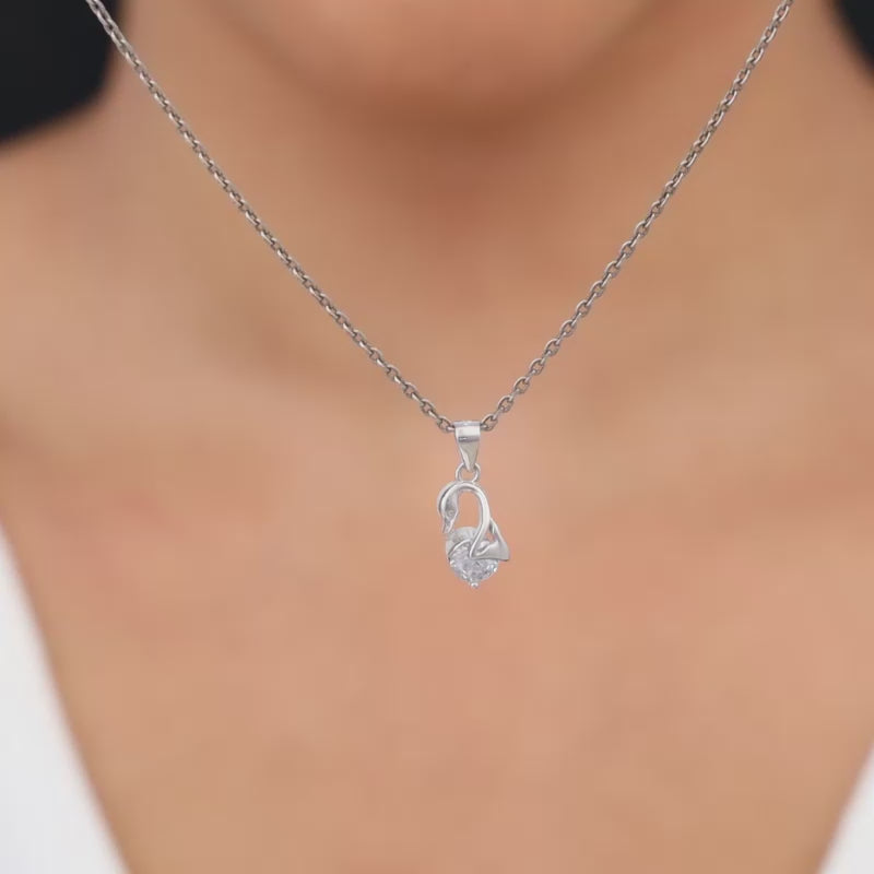 Silver Mini Swan Pendant with Link Chain – GIVA