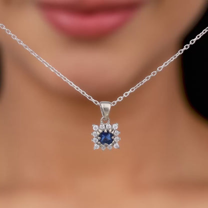 Anushka Sharma Silver Royal Blue Pendant with Link Chain