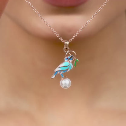 Rose Gold Blissful Bird Pendant With Link Chain