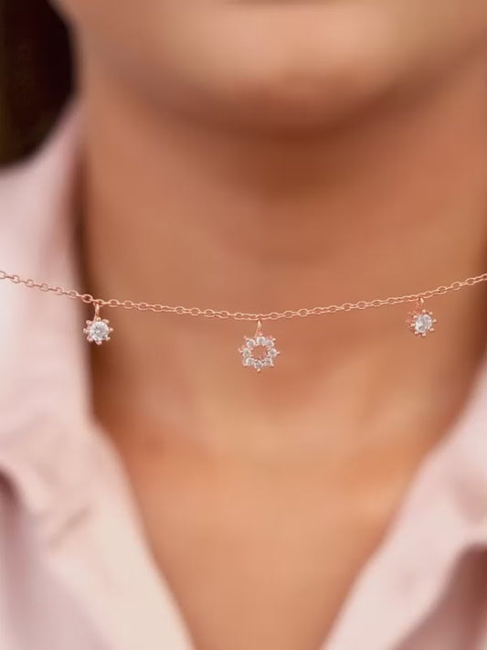 Rose Gold Flower Charm Bracelet