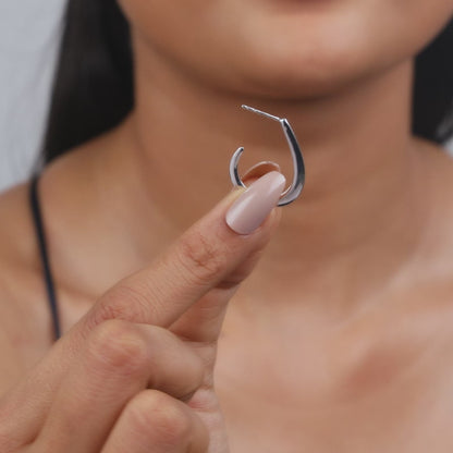 Silver Ray J Hoop Earrings