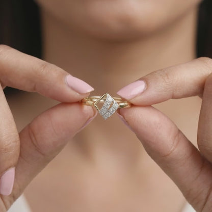 Gold Slant Theory Lab Grown Diamond Ring (Size 12)