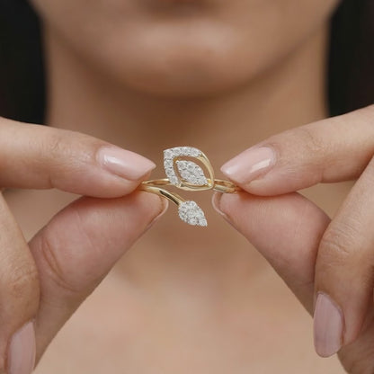 Gold Leaf in Motion Lab Grown Diamond Ring (Size 12)