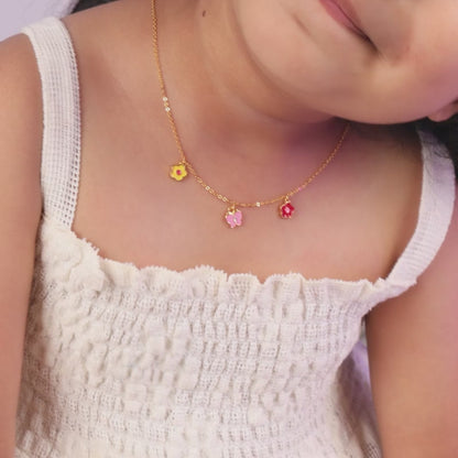 Golden Colourful Floret Kids Necklace