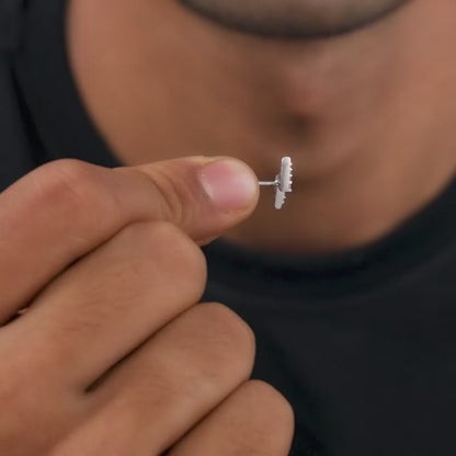 Silver Lightning Spark Stud For Him
