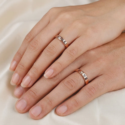 Rose Gold Love Letter Couple Rings