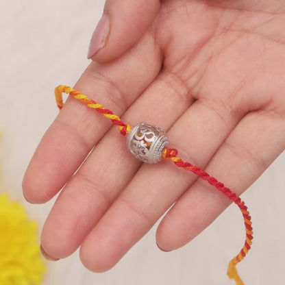 Silver Joyous Om Rakhi