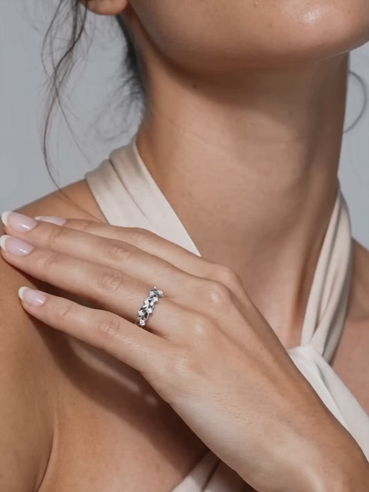 Silver Woven Leaf Ring