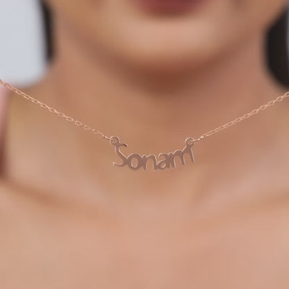 Rose Gold Personalised Name in Bold Necklace